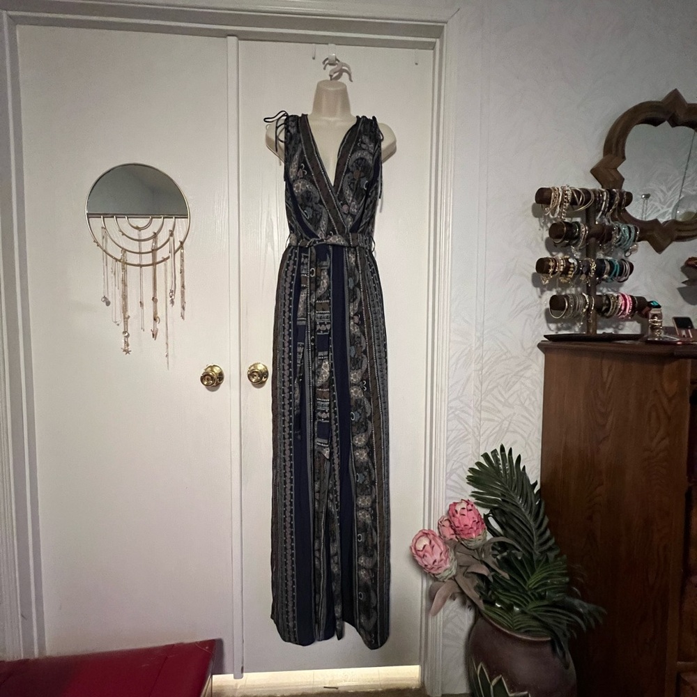 Elegant navy blue Patterned jumpsuit